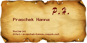 Praschek Hanna névjegykártya